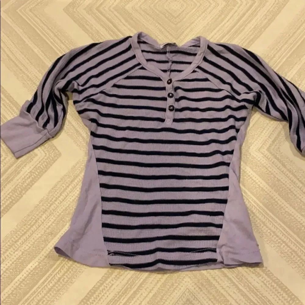 Splendid Girls Light Purple & Black Striped Top
